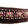 ruban velours  brodé de perles fuschia 