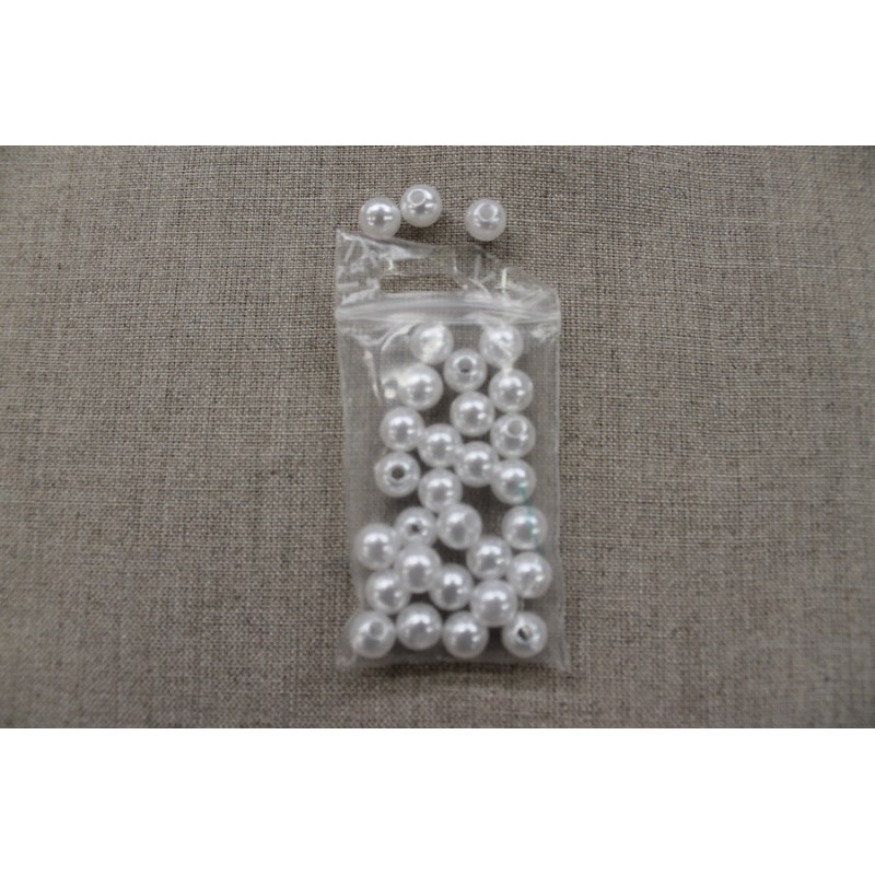 perles acryliques rond-8mm- blanc