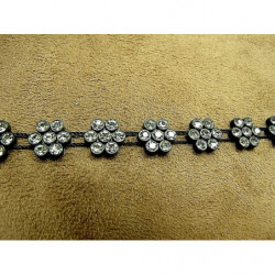ruban strass motif fleurs